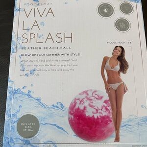 Large Beach Ball Party Pink Feathers